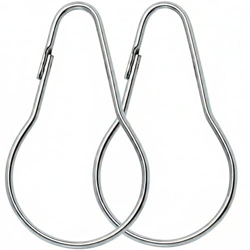 Rustproof Metal Shower Curtain Rings - 24 Pack, 2.7 Inch Silver Hooks