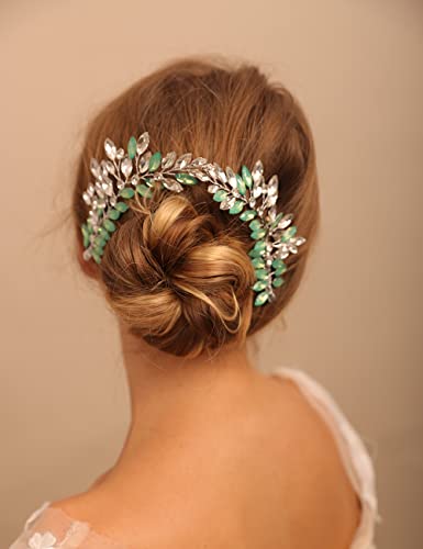 Jumwrit Rhinestone Bridal Hair Clips Silver Wedding Barrettes 2PCS