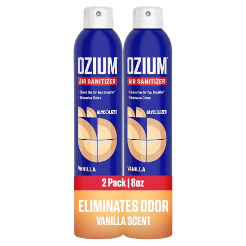 Ozium Air Sanitizer & Odor Eliminator Spray, Vanilla Scent, 8 Oz, 2-Pack