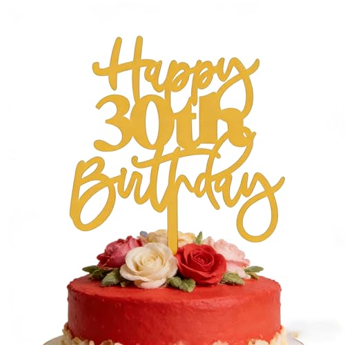 Happy 30th Birthday Cake Topper - Gold Acrylic Decoration
