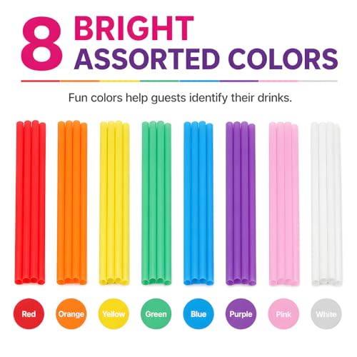 ALINK 5 Inch Colorful Cocktail Straws, 100 Count BPA-Free Short Straws