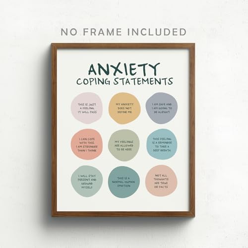 Anxiety Coping Statements Poster | 8x10 Inch Mental Health Art