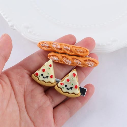 Funny Food Hair Clips 2Pcs Smiley Pizza Duckbill Hairpins