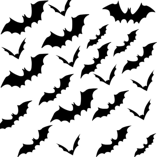60PCS 3D Halloween Bat Decorations - PVC Wall Stickers in 4 Sizes