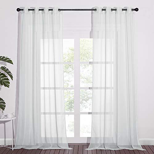 NICETOWN Long Sheer Curtain Panels - Light Gray Voile Drapes (54" x 96", Pack of 2)