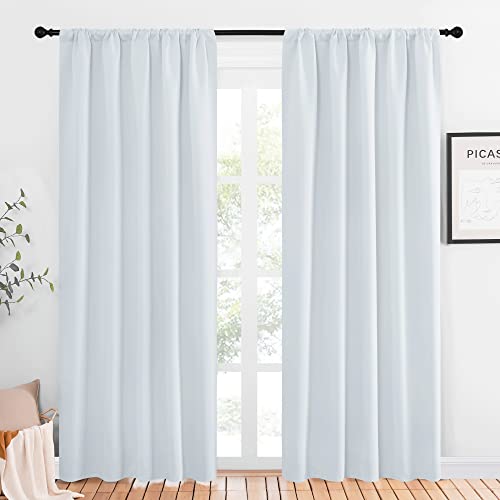 NICETOWN Blackout Curtains - 52" x 84" Greyish White Room Darkening Drapes