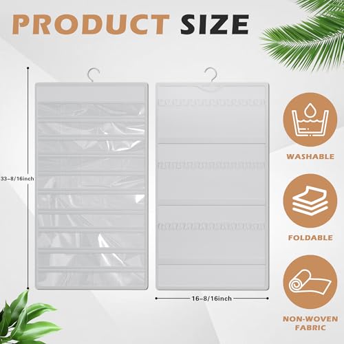 Bosuelife Double-Sided Hanging Jewelry Organizer - White Closet Holder