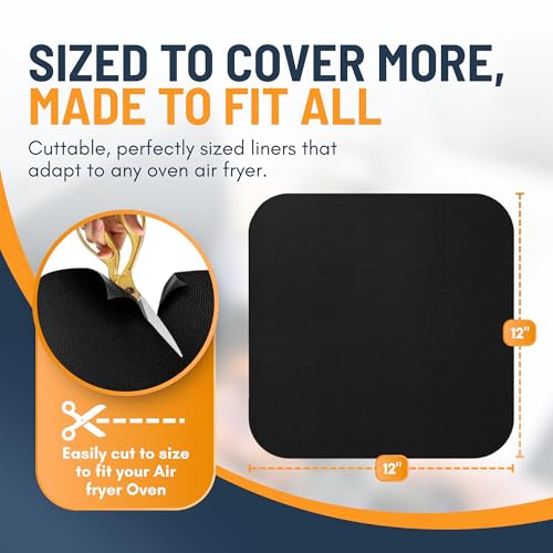Toaster Oven Liners 2 Pack - Reusable Non-Stick 12"x12" Black