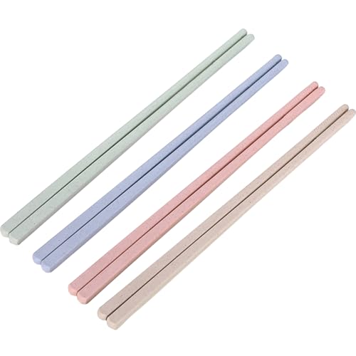 Frunsse Reusable Chopsticks 4 Pairs, 20cm Textured Matte Soft-Tone Utensils