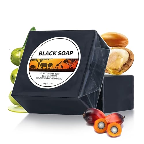 AKARY African Black Soap Bar with Shea Butter for Deep Cleansing 100g