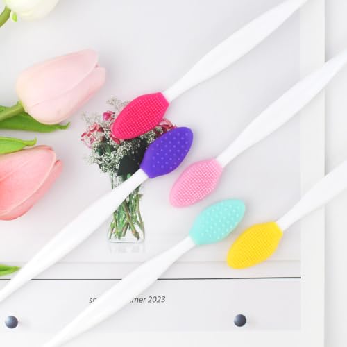 Silicone Exfoliating Lip Brushes 10-Pack - Double-Sided Nose and Face Scrubber Tool for Smooth Skin