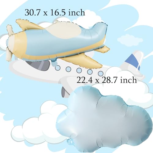 8 Pack Cloud and Airplane Foil Balloons for Party Decor