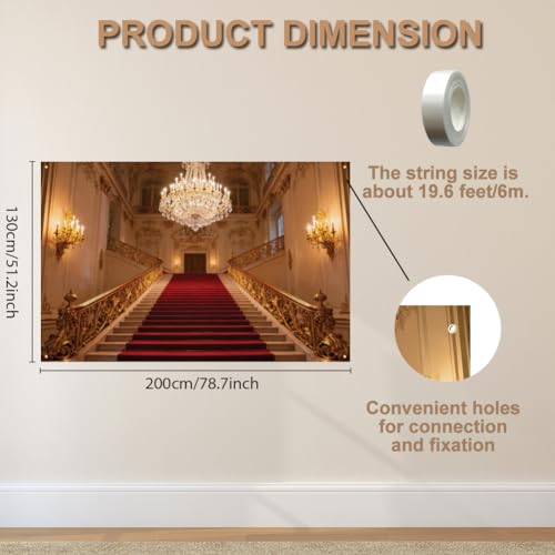 WADORN Luxury Palace Party Backdrop 4.3x6.6Ft Golden Chandelier Photography Background