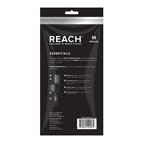 Reach Essentials Medium Toothbrushes with Caps, 6 Count