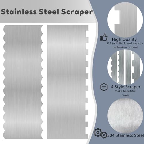 Fuazuzu 2-Piece Stainless Steel Cake Scraper Set for Decorating
