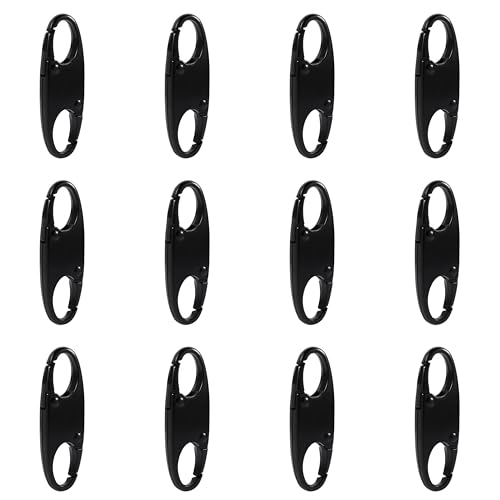 12Pcs Double Small Carabiner Clips, Zipper Pull Replacement Zipper Clip Theft Deterrent Zipper Locks Anti Theft for Backpacks Traveling Camping Suitcases
