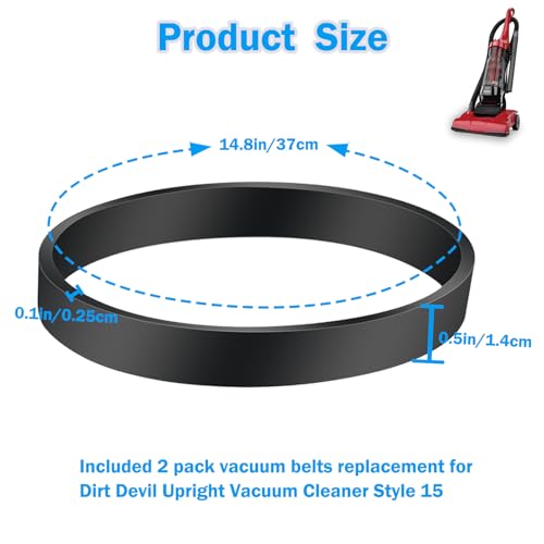 2-Pack Vacuum Belt Replacement for Dirt Devil Style 15 Upright Vacuums