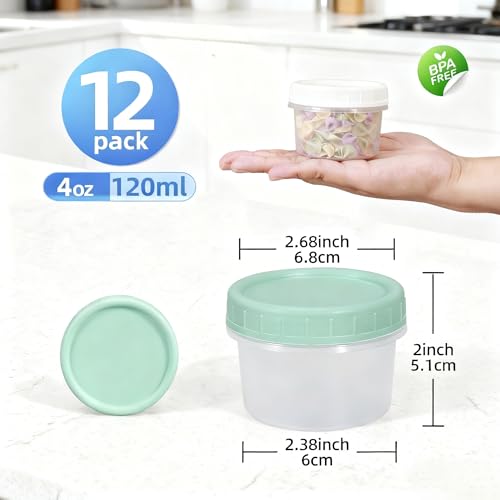 UMETASS 4oz Food Storage Containers with Twist Lids - 12 Pack, Multicolor
