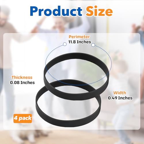 4-Pack Vacuum Cleaner Belts for Models 1604895, 3437F, 3508 - Durable Rubber Replacement