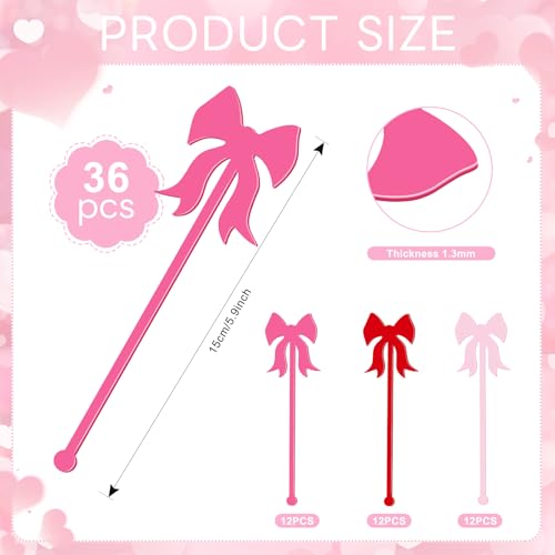 36 Bow Tie Drink Stirrers - Acrylic Cocktail Swizzle Sticks for Parties
