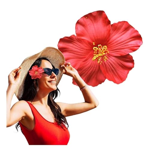 Red Hawaiian Flower Hair Clip Tropical Bohemian Hair Accessory