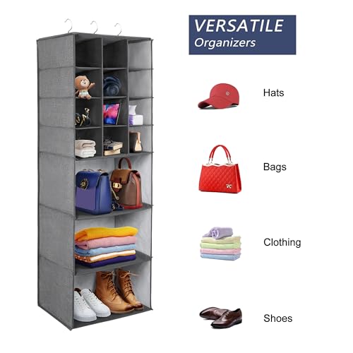 Libeder Grey Hanging Shoe Organizer with 15 Shelves - Space Saving Storage