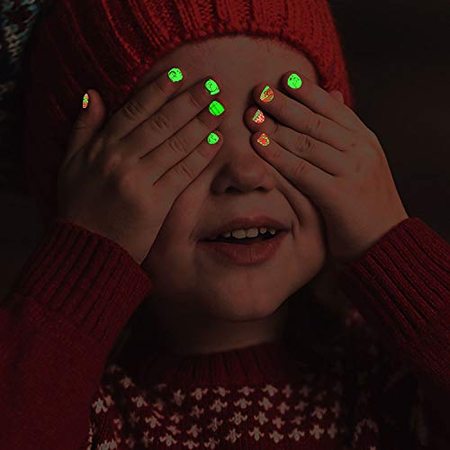 Luminous Christmas Nail Stickers for Kids - 6 Sheets of Glow Decals