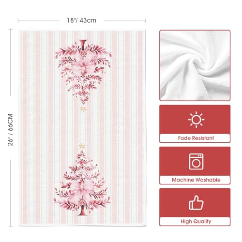 Pink Porcelain Christmas Kitchen Towels Set of 4 18x26 Inches - Artoid Mode