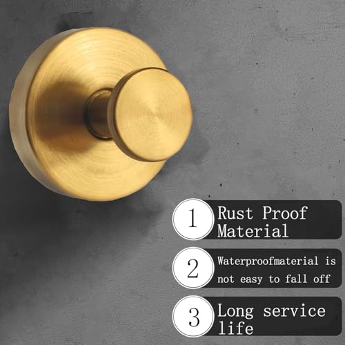 Brushed Gold Suction Cup Hooks - Heavy Duty Stainless Steel Wreath Hanger