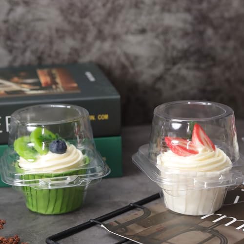 NPLUX 60 Pack Individual Cupcake Containers, Deep Dome Plastic Holders