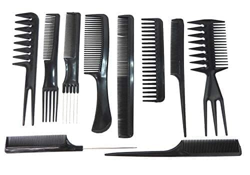 10-Piece Professional Salon Hair Styling Comb and Brush Set
