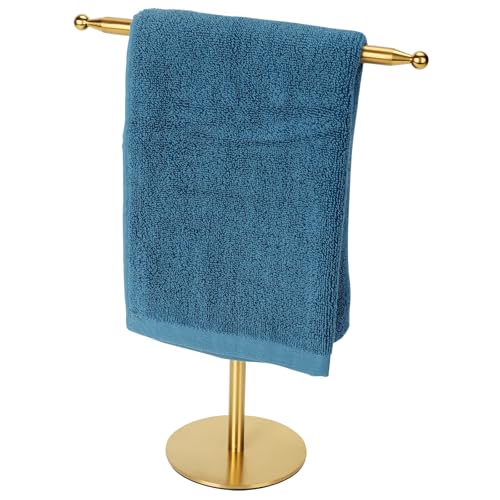 Gold Hand Towel Holder Stand - Free Standing Stainless Steel Rack