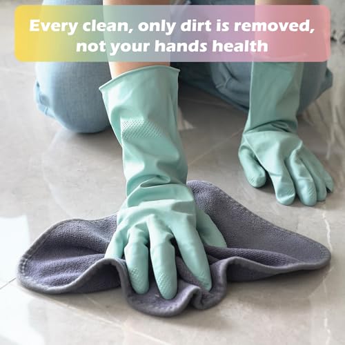 Reusable Rubber Cleaning Gloves - 4 Color Set for Dishwashing & Household Chores