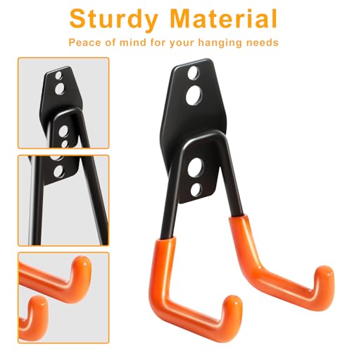 KURUI 2.8 Inch Heavy Duty Garage Wall Hooks - 2 Pack Metal Tool Organizer