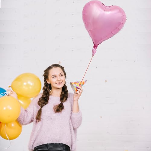 18-Inch Pink Heart Balloons - 20pcs Foil Mylar for Parties