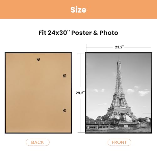Upsimples 24x30 Poster Frame - Black, Easy Slide-In Assembly, Pack of 3