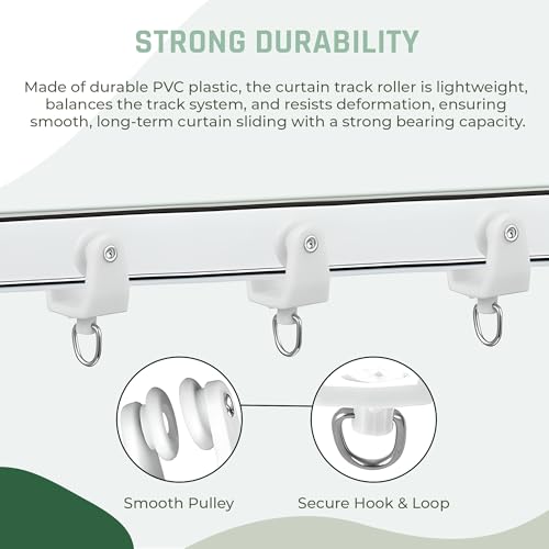 UrbanRed Ceiling Curtain Track Rollers, 30 Pack - White