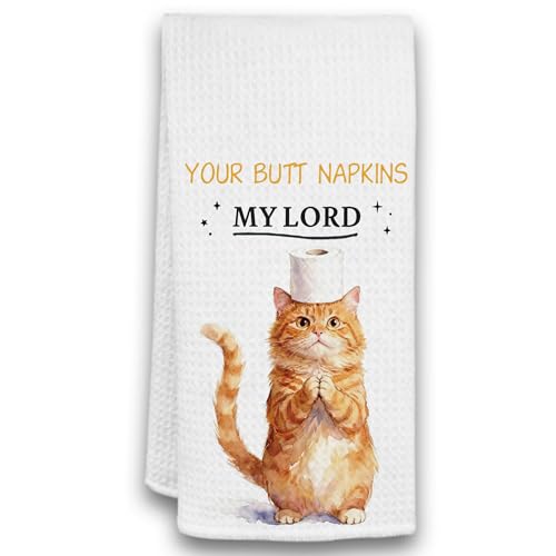 Cute Orange Cat Hand Towel - Decorative Bathroom Towel 16x24