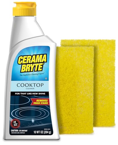 Cerama Bryte Cooktop Cleaner Starter Kit - 10oz Cleaner & 2 Cleaning Pads