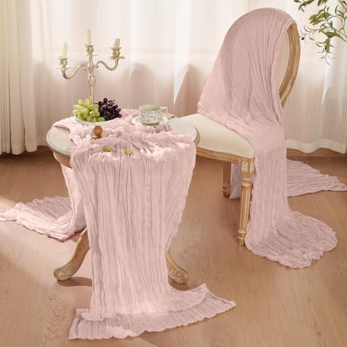 12 Pack Dusty Pink Cheesecloth Table Runner Boho Rustic Decor - 10ft