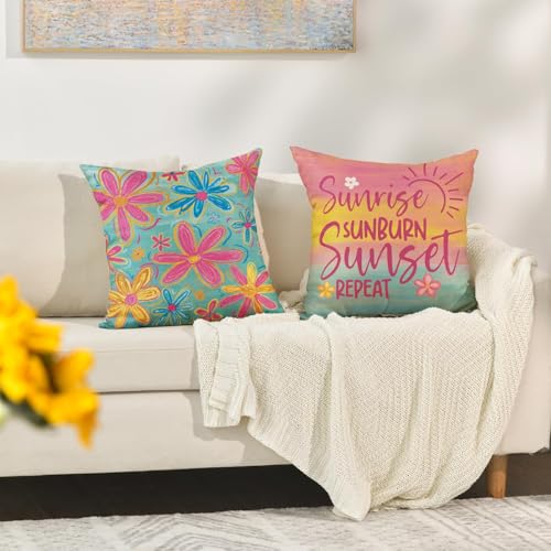 AVOIN colorlife Summer Flamingo Throw Pillow Covers 20x20 Set of 4
