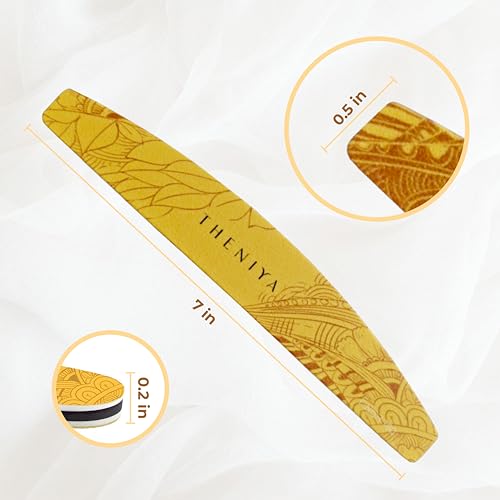 Theniya Nail File 100/180 Grit Half Moon Dual Sided Emery for Natural Nails