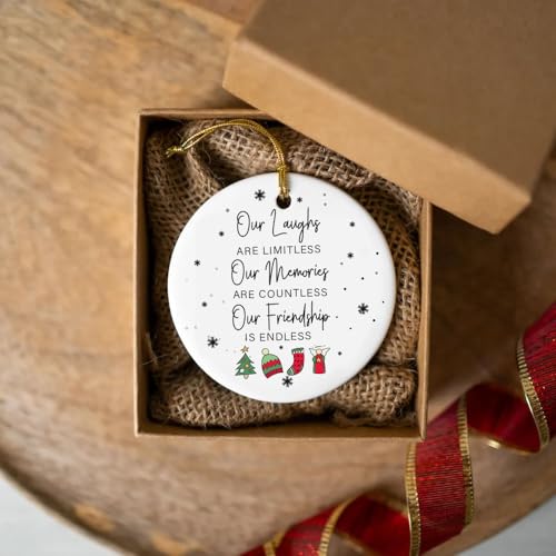 Friend Christmas Ornament L25 – Double Sided Ceramic Friendship Keepsake
