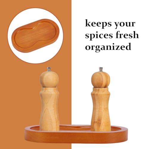 Wooden Salt and Pepper Grinder Tray - 2 Slot Storage Holder