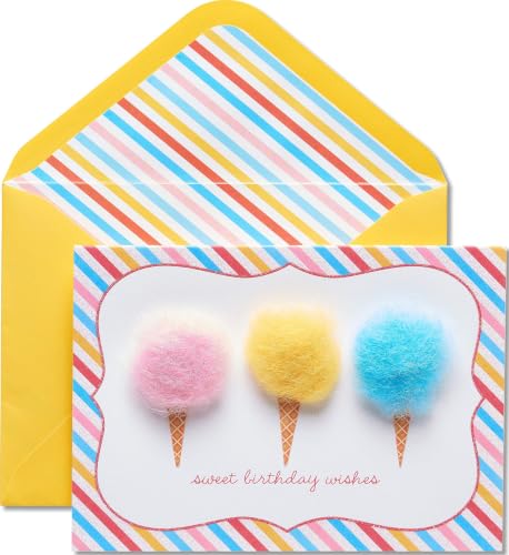 Papyrus Cotton Candy Birthday Card - Sweet Wishes, Elegant Design, 5x7