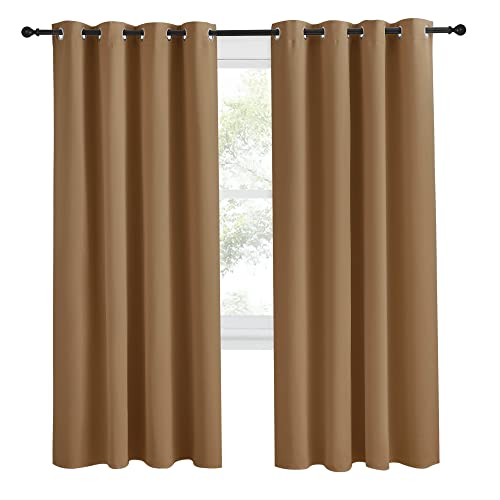NICETOWN Gold Brown Grommet Blackout Curtain 55" x 78" - 1 Panel