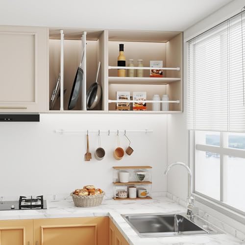 Adjustable White Tension Curtain Rod 28-48 Inch - No Drill