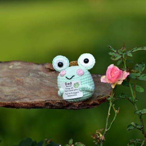 Handcrafted Crochet Mini Frog for Dad - Funny Gift with Heartfelt Message