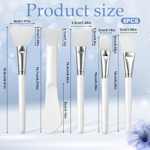 5-Piece Silicone Face Mask Brush Set - Soft Facial Mud & Lotion Applicator Tools