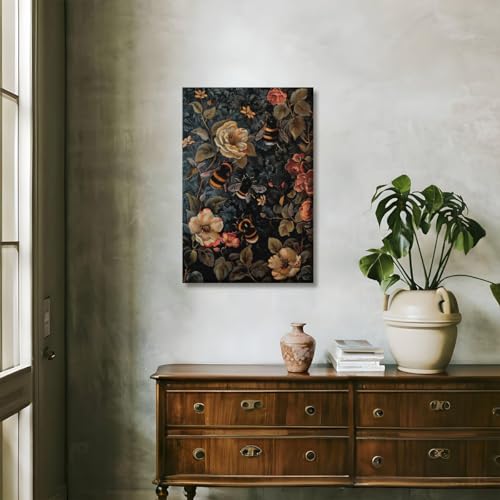 Vintage William Morris Bumble Bee Poster Retro Botanical Canvas Print